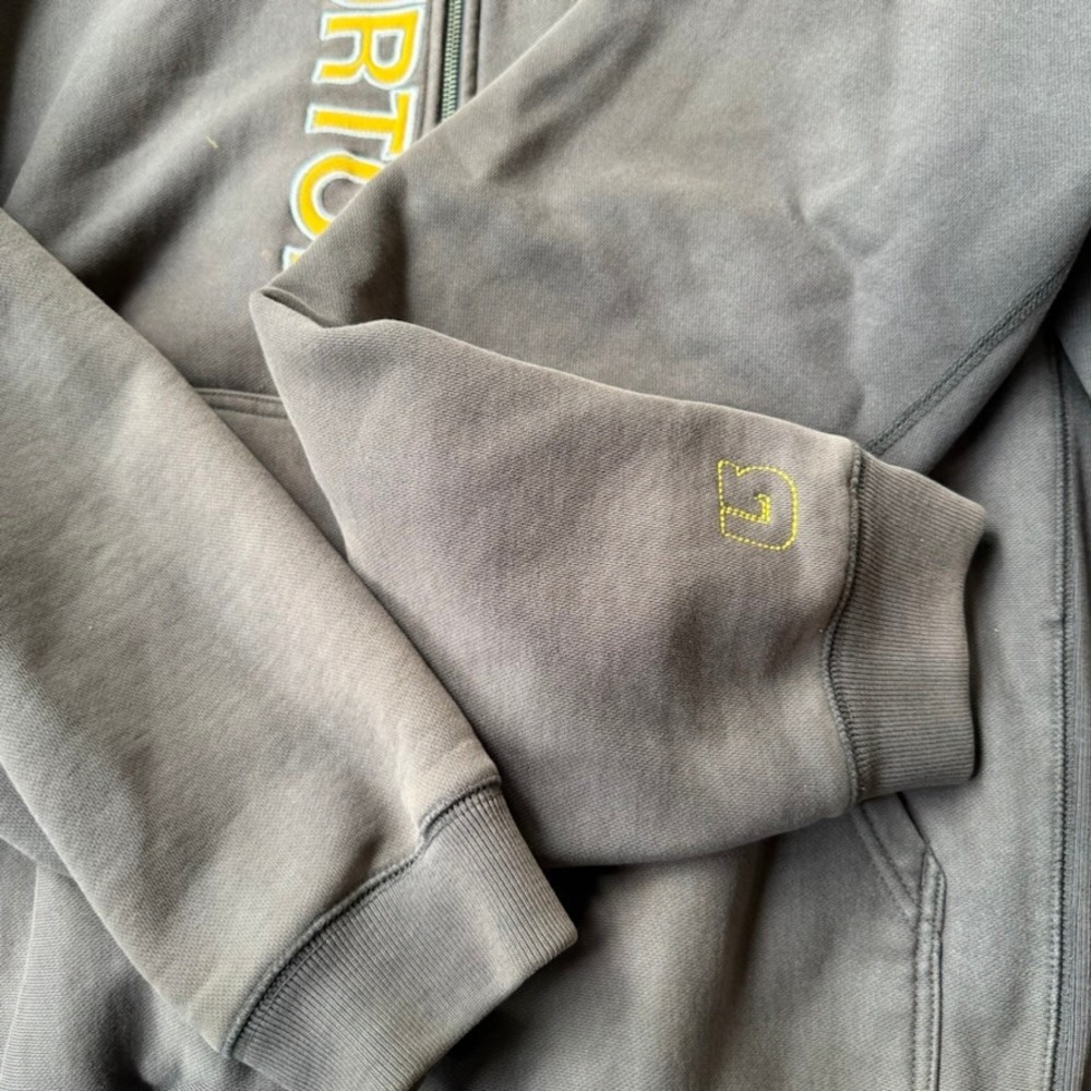 Burton Mens XL Heavyweight Full Zip Hoodie Brown Faded Logo Sweatshirt Skate - Picture 3 of 6